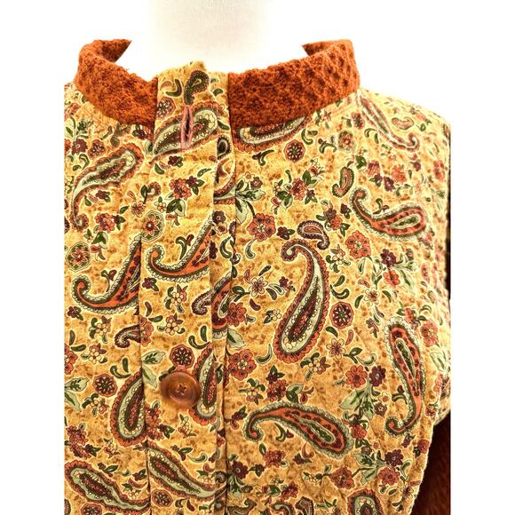 Vintage Handmade quilted bomber jacket Paisley patchwork lining large cottage - Picture 4 of 9